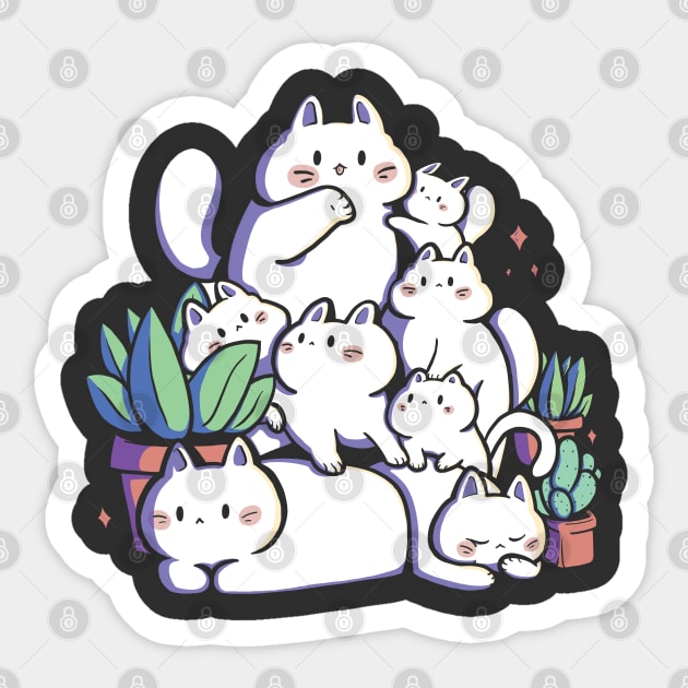 pile of cats ( darks ) Sticker by ArtStopCreative